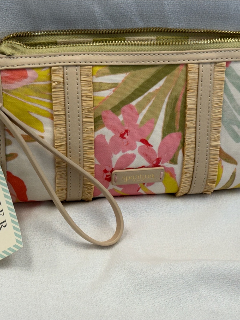 Spartina 449 Floral Pink and Cream Wristlet Clutch